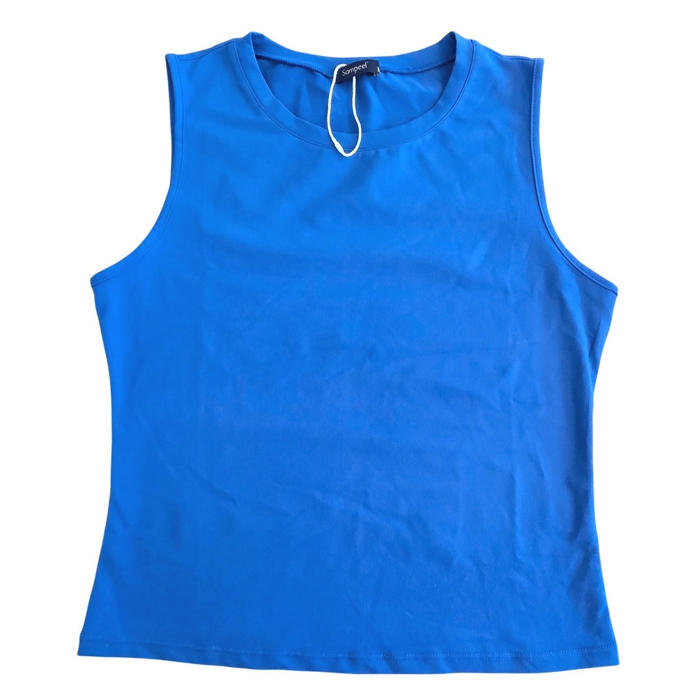 Sampeel Tank Top Womens M Capsule Stretchy Crewneck Royal Blue Basic Minimalist